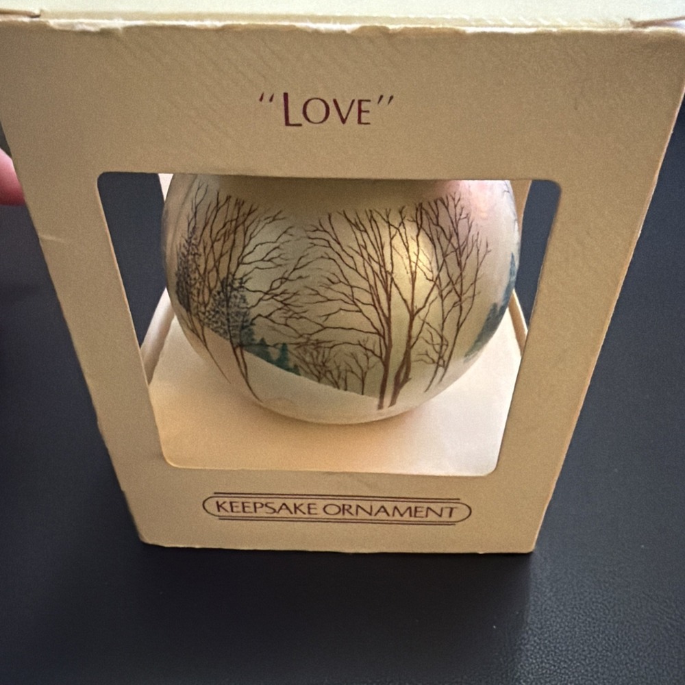 1983 Hallmark Love Glass Christmas Ornament globe!
